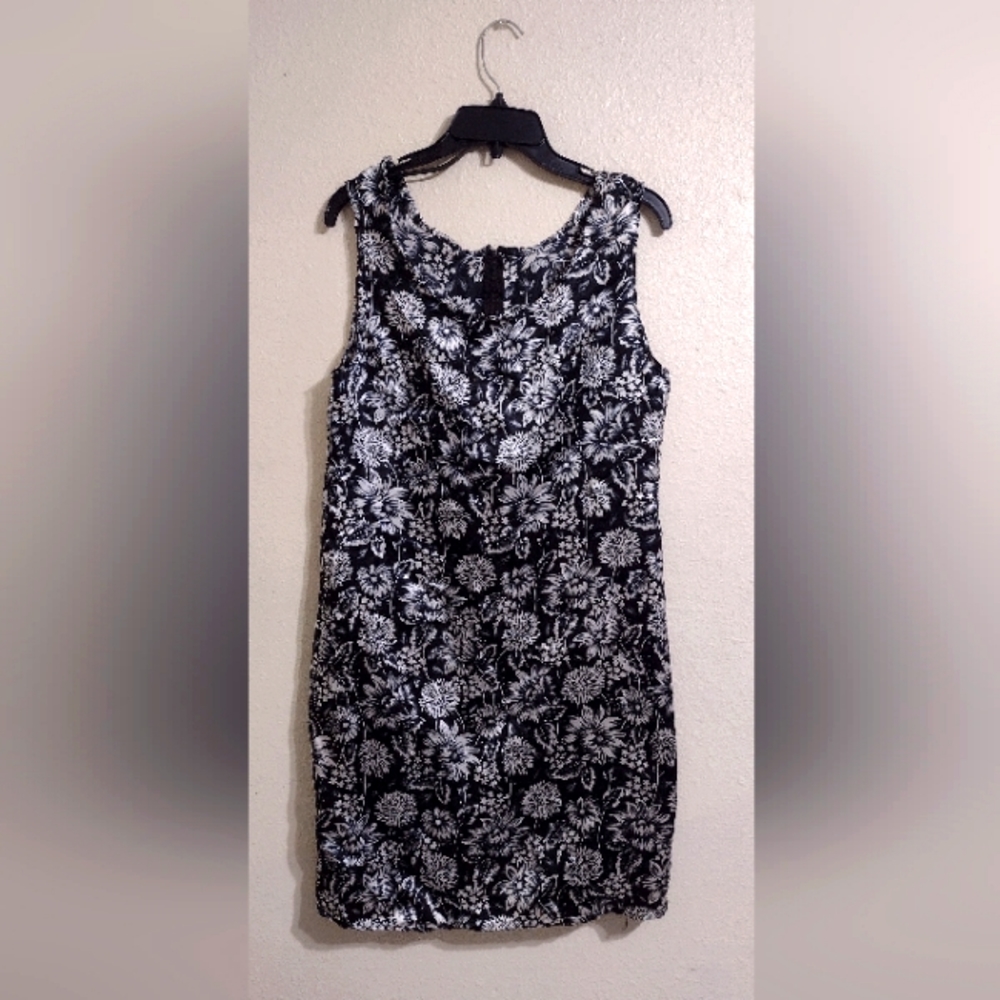 Flower Black & White Dress